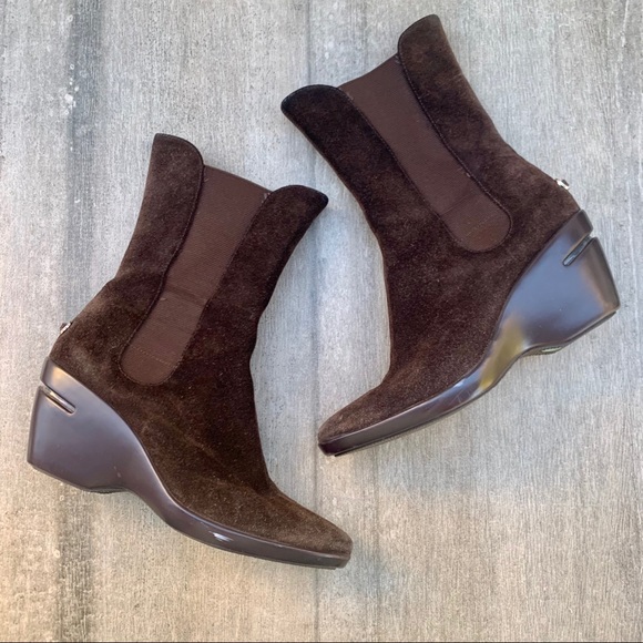 Cole Haan Shoes - COLE HAAN Nike Air Brown Suede Wedge Booties